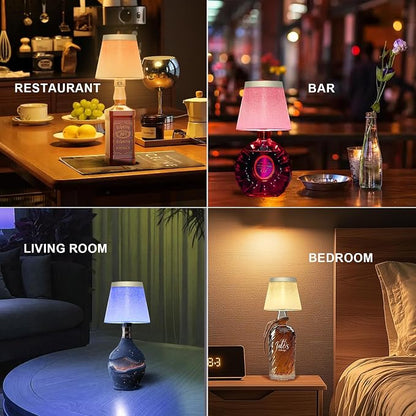 Wireless Bottle Lamp,Small Bedside Table Lamp,RGB LED Bottle Light with Remote Dimmable(RGB Gold Gray, 1pc)