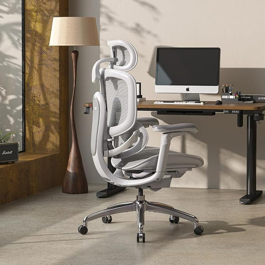 SIHOO Doro C300 Pro V2 Ergonomic Office Chair Without Footrest, Full-Body Adaptive Support, 8D Armrests & Breathable Mesh, Comfy High Back Computer Desk Chair for Long Hours, 135° Recline (White)