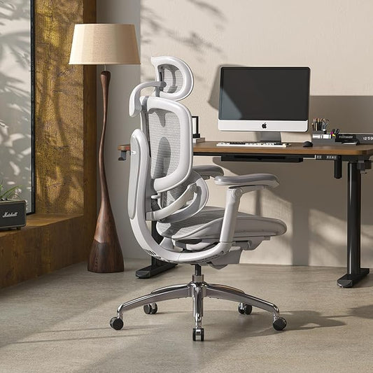 SIHOO Doro C300 Pro V2 Ergonomic Office Chair Without Footrest, Full-Body Adaptive Support, 8D Armrest & Breathable Mesh, Comfy High Back Desk Chair for Long Hours, 135° Recline, 2 Packs, White