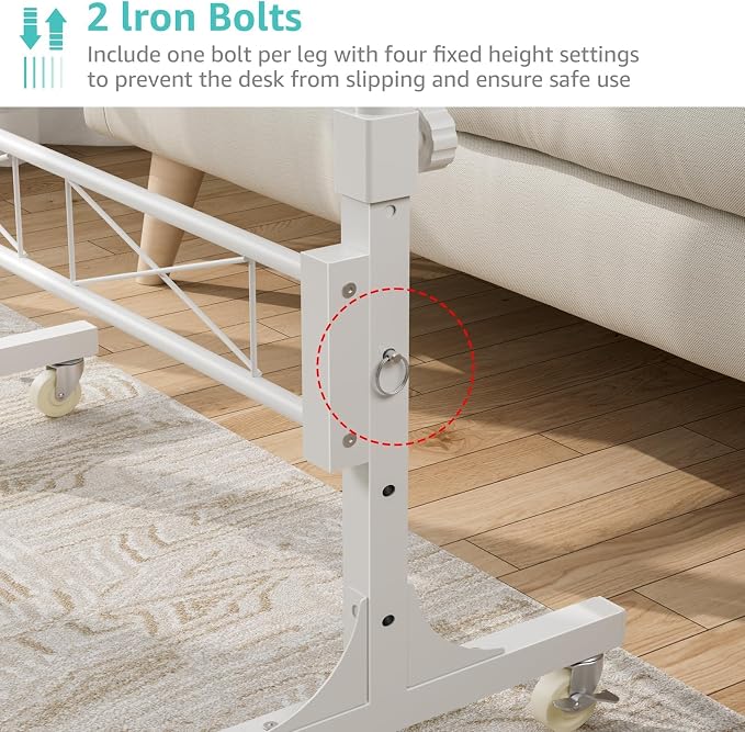 WINAZ Rolling Standing Desk with Wheels, 32" Adjustable Height Small Portable Teacher Desk for Classroom, Mobile Treadmill Walking Pad Table for Laptop, Compact White Home Office Workstation