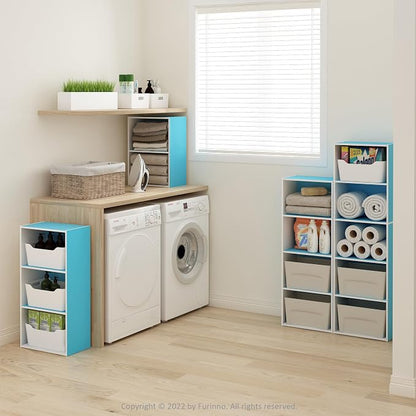Furinno Luder Bookcase/Book/Storage, 2-Tier, Light Blue/White (Pack of 4)