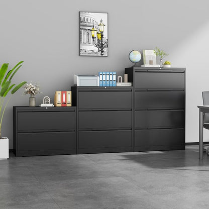 4 Drawer Lateral File Cabinets with Lock,Metal Filing Cabinet for Home Office,Wide Office Storage Cabinet with Hanging Bars for A4 Legal/Letter Size(Easy Assembly)