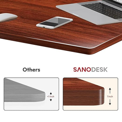 SANODESK Universal Tabletop 55"x28"x1" Thickness One-Piece Table Top Rectangular Particle Board for Standing Desk and Home Office Countertop DIY,Mahogany Desk Top
