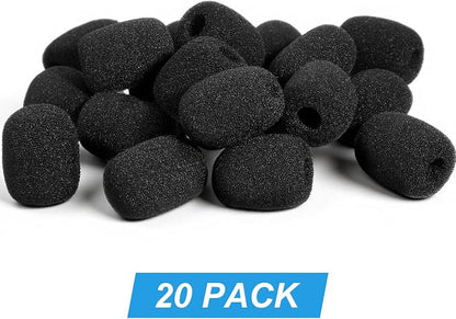 20 Pcs Microphone Covers Foam, Headset Mic Foam Cover High Density Noise Reduction Mic Cover High Density Lapel Headsets Microphones Windscreen