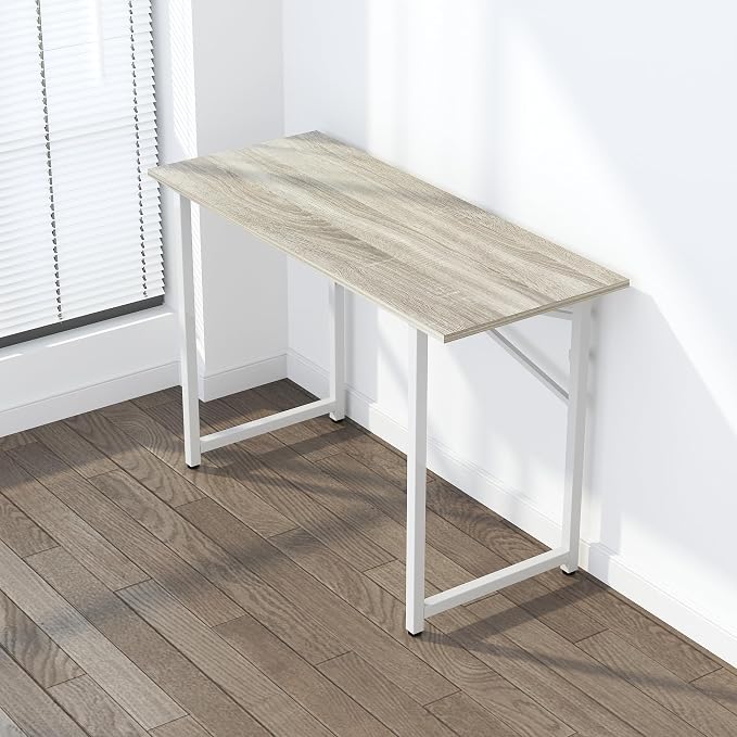 Lutown-Teen Folding Desk 47 inch No Assembly Required Home Office Table, Writing Gaming Computer Camping Desk, Beige