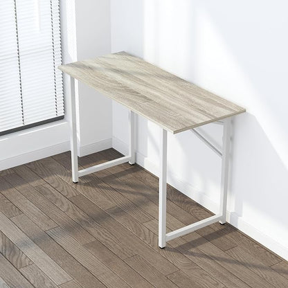 Lutown-Teen Folding Desk 47 inch No Assembly Required Home Office Table, Writing Gaming Computer Camping Desk, Beige
