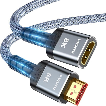 Highwings 8K 4K HDMI Extender Cable, Short HDMI Extension Cable 2.1 4K@30Hz/ 60Hz/ 120Hz, Ultra high Speed HDMI Adapter Male to Female Compatible with PS5 Roku Stick Blu Ray Player HDTV Laptop 6.6FT
