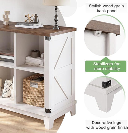 EnHomee 8-Cube Storage Organizer, Farmhouse Bookshelf, Display Shelf for Living Room, Bedroom, Home Office, White
