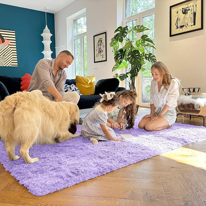 OLANLY 2x4 Machine Washable Runner Rugs for Hallway, Soft Fluffy Shaggy Bedside Rugs for Bedroom, Living Room, Indoor Floor Carpet for Kids Girl Boy, Nursery Rooms, Home Decor Aesthetic, Light Purple