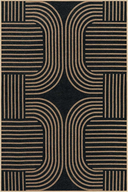 Lahome Enfys Modern Geometric Easy Jute Rug, 6x9 Area Rugs for Living Room Outdoor Patio Washable Indoor Outdoor Carpet, Farmhouse Large Non Slip Carpet for Bedroom Backyard Dining Room