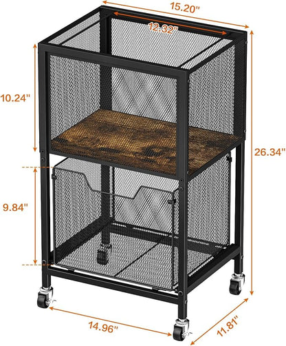 Tiaoheka Rolling File Cart, Mobile File Cabinet with Wheels Hanging Files, Hanging File Organizer Fit Letter/Legal Size Beside Under Desk for Office, Home（Patent Pending）