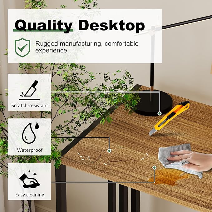 Lutown-Teen Narrow Folding Computer Desk 35 inch, Writing Gaming Computer Camping Desk, Espresso