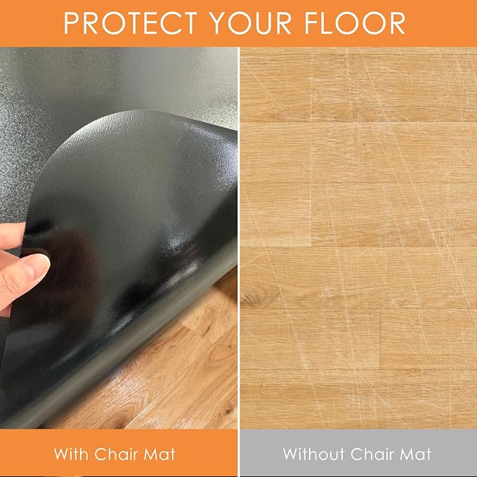 Kuyal Chair mat for Hardwood Floor 36 x 55 inches Rectangle Floor Mats Wood/Tile Protection Mat for Office & Home, Black