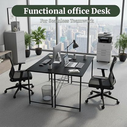 Computer Desk 48 Inch, Simple Home Office Desk Study Writing Table, Sturdy Metal Frame, Scratch-Resistant MDF Desktop for Bedroom Dorm Workspace, Black
