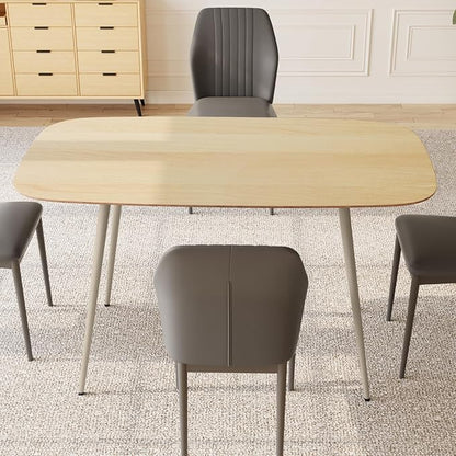 HIPIHOM 47.2'' Modern Solid Wood Dining Table Set for 4 with Scratch-Resistant Surface & 4 Black Leather Chairs - Cat-Friendly Kitchen Dining Room Furniture Set