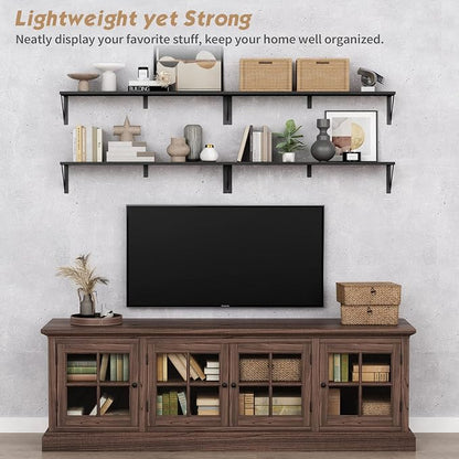 Forbena Floating Shelves 36 Inches Long 8 in Deep Set of 3, Large Wall Shelf for Bedroom Books, Heavy Duty Wide Wall Shelving for Living Room Office Kitchen Closet Organizers and Storage (Black)