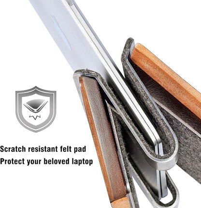 SAMDI Vertical Laptop Stand for Desk, Wooden Laptop Holder Vertical for MacBook, HP, Samsung, Chrome Book and Other Laptops(Walnut)