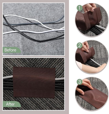 WILLBOND Carpet Cord Cover Cable Protector Floor Cover Cable Protector Management Only for Commercial Office Carpet (98.43 ft,Brown)