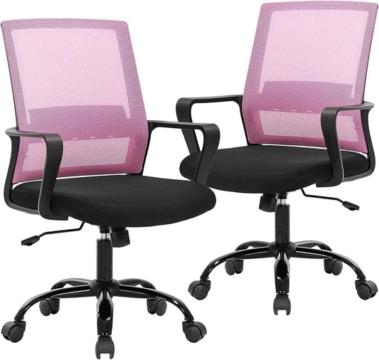 BestOffice Computer Chair Swivel Rolling Executive Lumbar Support Task Mesh Chair Metal Base for Women&Men, 2 Pack