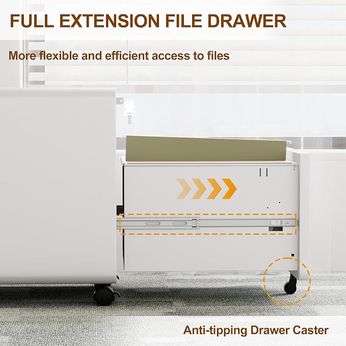 2 Drawer File Cabinet with Lock and 4 Keys, Mobile Metal Filing Cabinet, File Cabinets for Home Office, Under Desk, Pre-Assembly, File Drawer, Letter/Legal/A4 Hanging File Folders