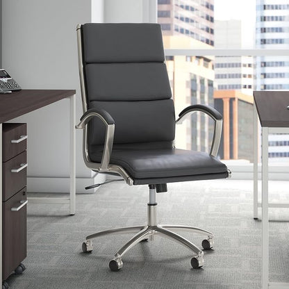 Bush Home Somerset High Back Leather Executive Office Chair in Dark Gray