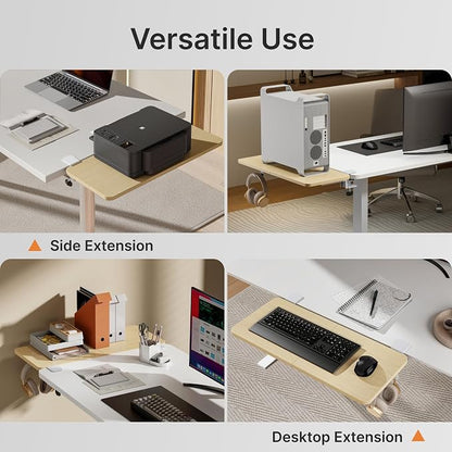 PEGZONE Desk Extender Tray, 28" x 12", with Laptop Holder, Large, Wood | Desk Extension, Clamp on Desk Shelf, Clamp On Keyboard Tray for Office and Home, Workstation Organizer