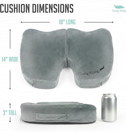 Cushy Tushy Premium Foldable Travel Seat Cushion - for Relief of Lower Back, Sciatic, Butt and Tailbone Pain - for Home & Office Use, Perfect for Travel or Driving - Coccyx Seat Cushion