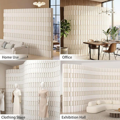 Modern Folding Room Divider for Space Separation, 5.2ft Tall Honeycomb Accordion Privacy Screen, Kraft Paper Portable Freestanding Partition Wall, No Drilling (Style-C, L196.8 x H94.5 Inch)