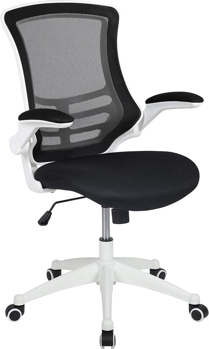 Flash Furniture Kelista Office Chair, Ergonomic, Mid-Back, White Frame, Black Mesh with Swivel