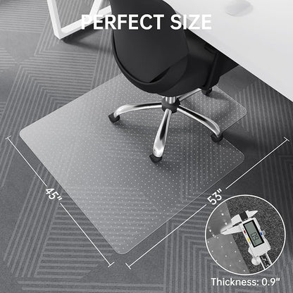 Office Chair Mat, 45" x 53" Transparent Desk Chair Mat for Low Pile Carpeted Floor, Easy Glide Carpet Floor Protector Mat for Home and Office