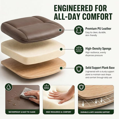 MALOL Leather Office Chair, Computer Desk Chair with Adjustable Lumbar Support, Thick Cushion, Flip-Up Arms and Ergonomic Back, Comfy Executive Office Chair for Home Office Gaming,Brown