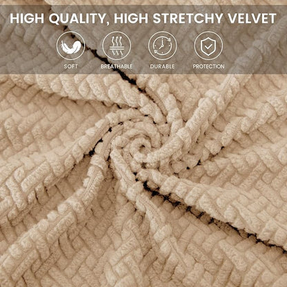 MIFXIN Office Chair Cover Stretch Slipcover 2 Piece Elastic Jacquard Computer Chair Seat Covers Furniture Protector for Office Home, Only Covers, NO Chair (Khaki)