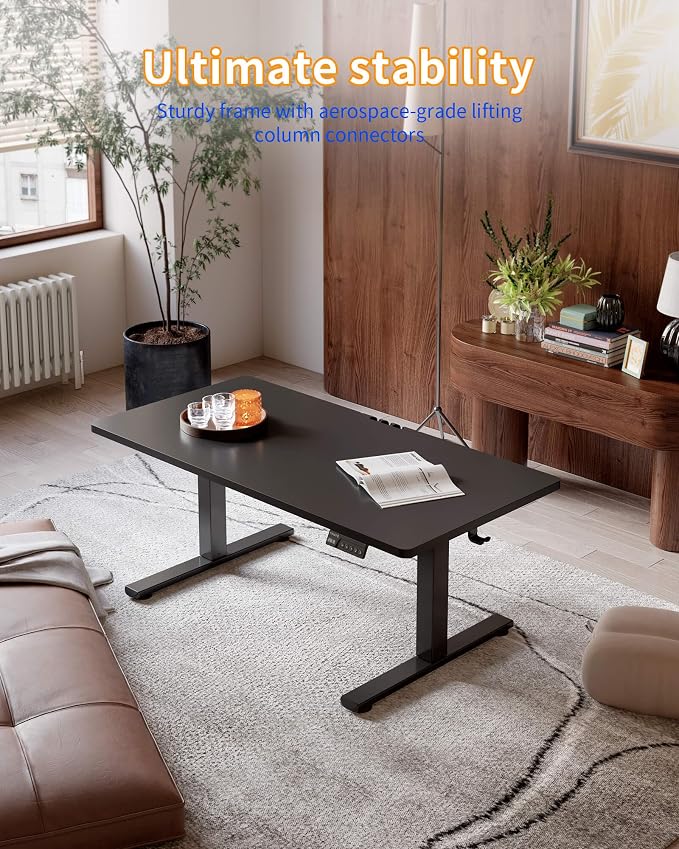 YIHAYO One-Piece Low Height Adjustable Desk, Lifts 18.1-28.3 Inches, Electric Standing Desk for Short People, 40 x 24 Inches Computer Table with Splice Board for Home Office, Black