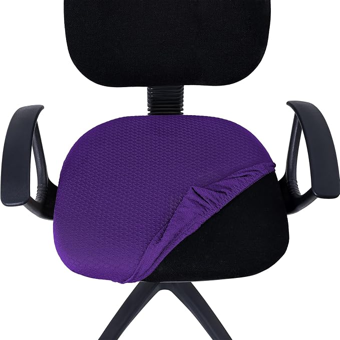 Smiry Stretch Jacquard Office Computer Chair Seat Covers, Removable Washable Anti-dust Desk Chair Seat Cushion Protectors - Violet
