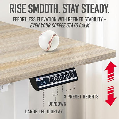 SHW 40-Inch Electric Height Adjustable Standing Desk with Drawer, Memory Preset and Cable Management Tray, Maple