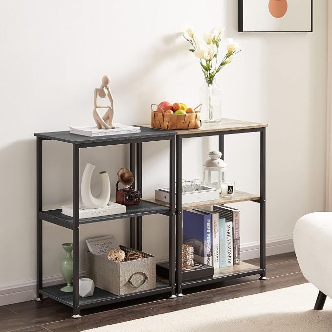 VECELO Tall End Side Table,30" Height Nightstand with 3-Tier Storage Shelf for Living Room Bedroom Office Hallway Study