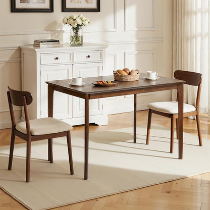 Small Dining Table, 43 Inch Rectangular Solid Wood Kitchen Table for Small Space, Easy Assembly, Dining Room Table for Home, Apartment, Office, Oak