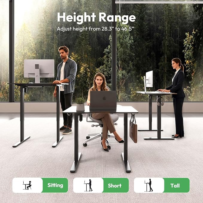 Electric Standing Desk,35x24 Inches Adjustable Height Stand up Desk, Sit Stand Home Office Desk with Splice Board, 3 Preset Heights,Equipped with Hooks,Ergonomic Computer Desk Workstation，Black