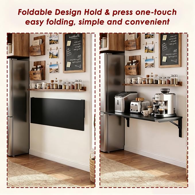 Need Wall Mounted Folding Table - Heavy Duty Small Fold Down Dining Table Length 30" Width 20" Perfect Addition to Home Office/Laundry/Home Bar/Kitchen & Dining Room AC15CB(L30 W20)