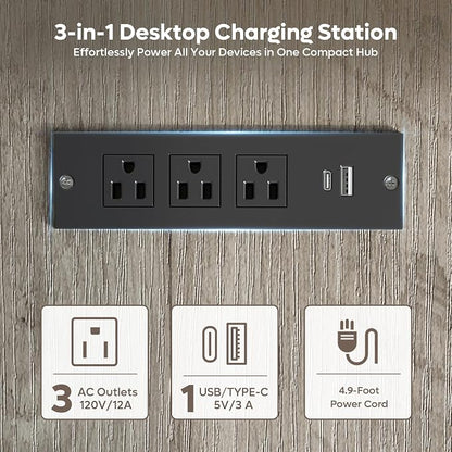 Bestier Farmhouse 63" L Shaped Desk with Hutch, Wood Computer Desk with Drawers, Charging Station, LED Light, Fluted Sliding Door Cabinet, Monitor Stand, Executive Desk for Home Office, Grey