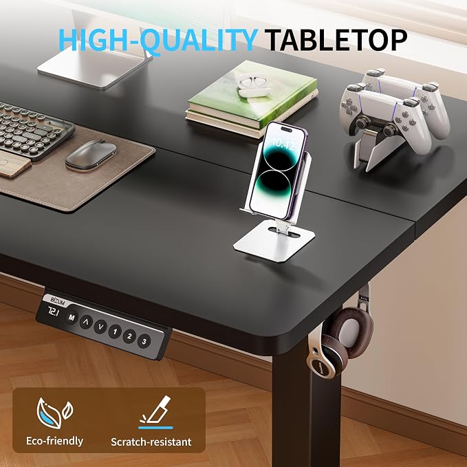 BIZUM Electric Standing Desk, 55" x 24" Height Adjustable Desk, Black Sit to Stand Desk Memory Gaming Computer Workstation for Home Office