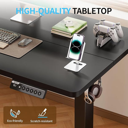 BIZUM Electric Standing Desk, 55" x 24" Height Adjustable Desk, Black Sit to Stand Desk Memory Gaming Computer Workstation for Home Office