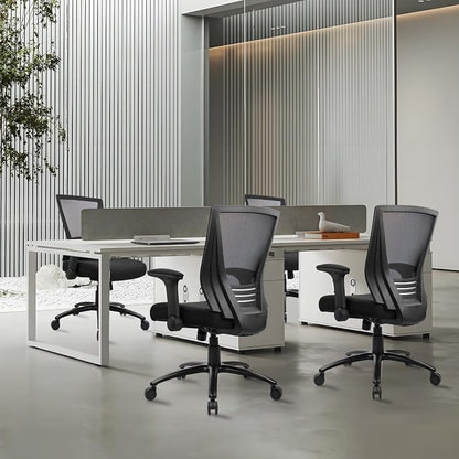 CLATINA Big and Tall Office Chair Heavy Duty Ergonomic Desk Chair 500lbs with Flip-up Arms & Wide Thick Seat Cushion Home Executive Swivel Mesh Chair for Study, Conference, Black, 14 PK