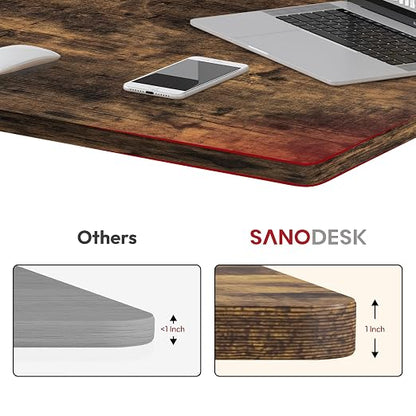 SANODESK Universal Tabletop 55"x28"x1" Thickness One-Piece Table Top Rectangular Particle Board for Standing Desk and Home Office Countertop DIY,Rustic Brown Desk Top