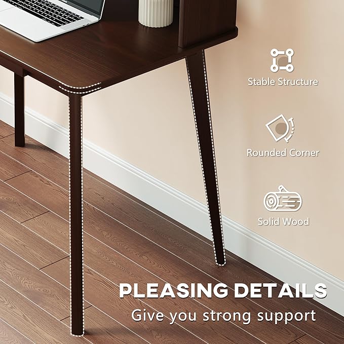 IOTXY Small Writing Desk with Hutch - 31.5" Work Computer Study Table with Drawer for Home and Office, Black Walnut