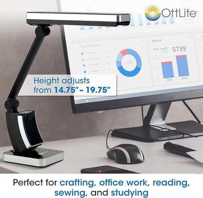 OttLite 13W Slimline Desk Lamp - Home, Office, Bedroom, or Reading (Black)