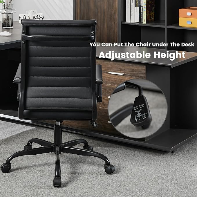 Office Desk Chair Leather, Conference Room Chairs with Wheels, Modern Executive Computer Guest Chairs with Arms.