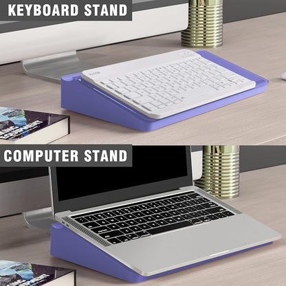 SELEAD Desktop Glass Whiteboard with Storage, Small Dry Erase White Board Computer Pad Keyboard Stand for Home, School, Office Desk Accessories - Purple