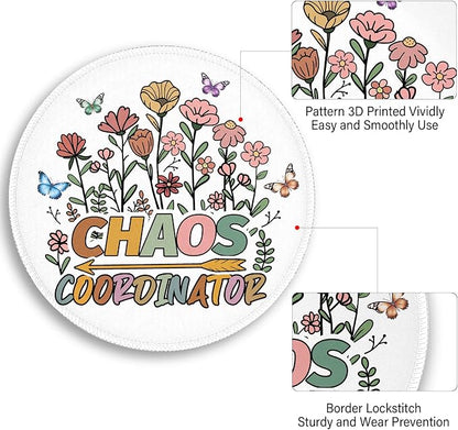 Chaos Coordinator Office Work Mouse Pad, Small Round Mouse Pads for Desk, Mini Travel Mousepad for Wireless Computer Laptop, Desk Accessories, 8.6 x 8.6 inch