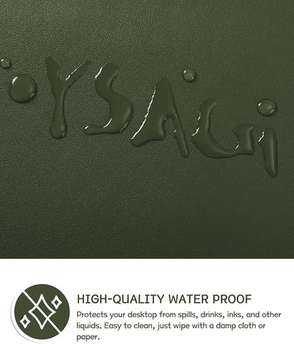 YSAGi Non-Slip Leather Desk Pad, Waterproof Laptop Computer Desk Keyboard Mat, Table Protector Blotter Mat, Large Mouse Pad for Office/Work/Home/Decor(Olive Green, 23.6" x 13.7")